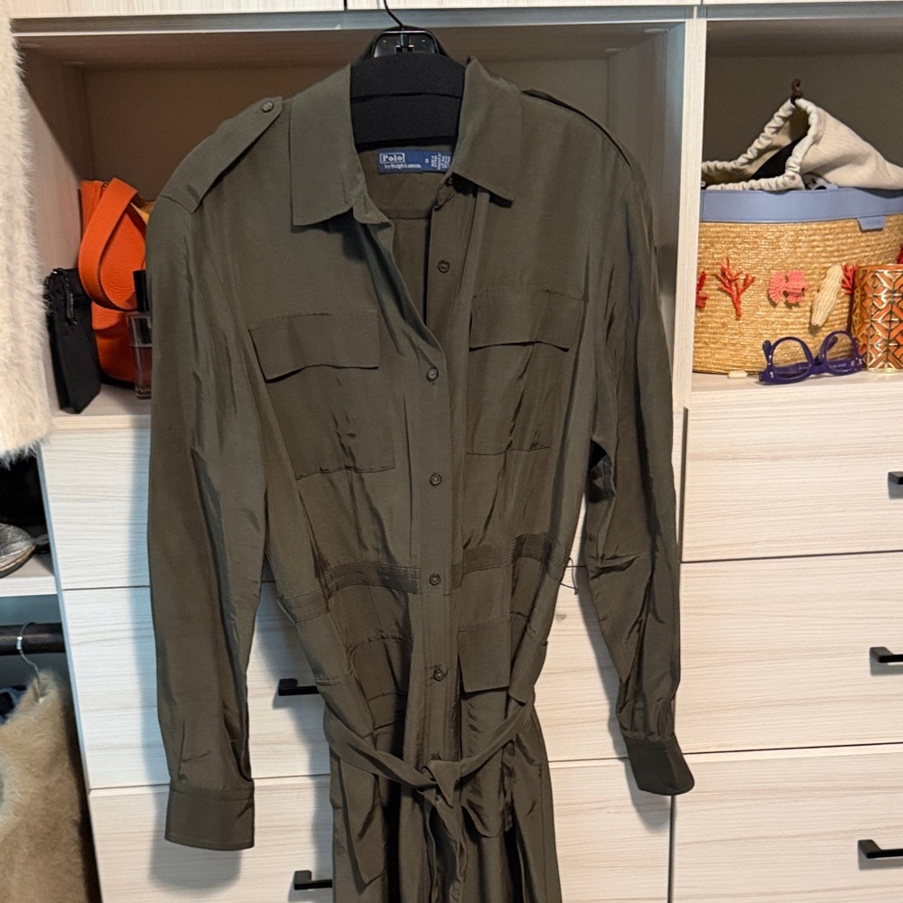 Polo by Ralph Lauren Khaki Midi Shirt Dress